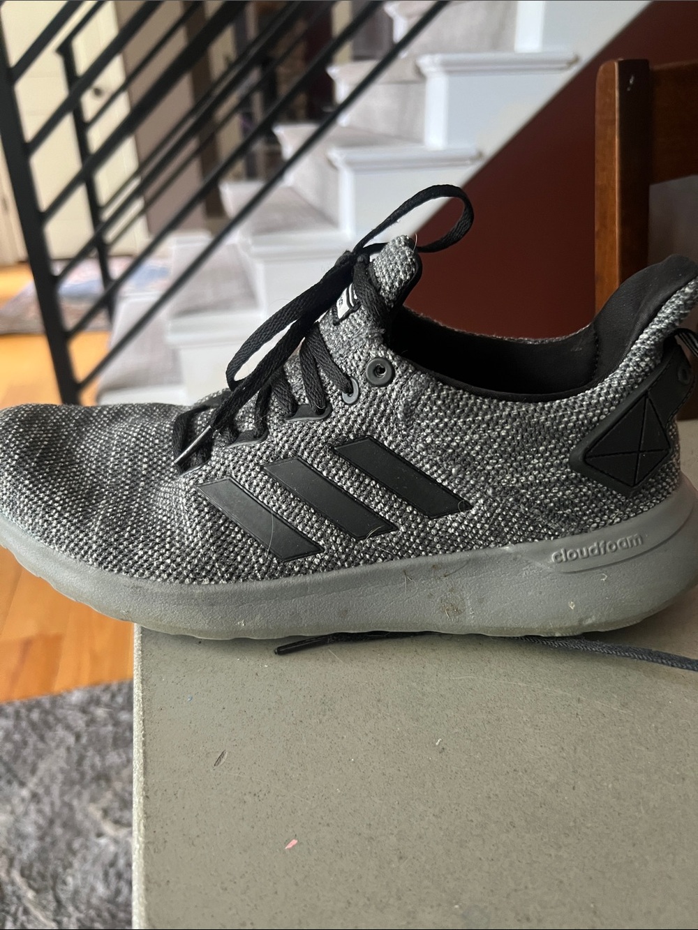 adidas Grey and Black Knit Cloudfoam Men’s Sneakers